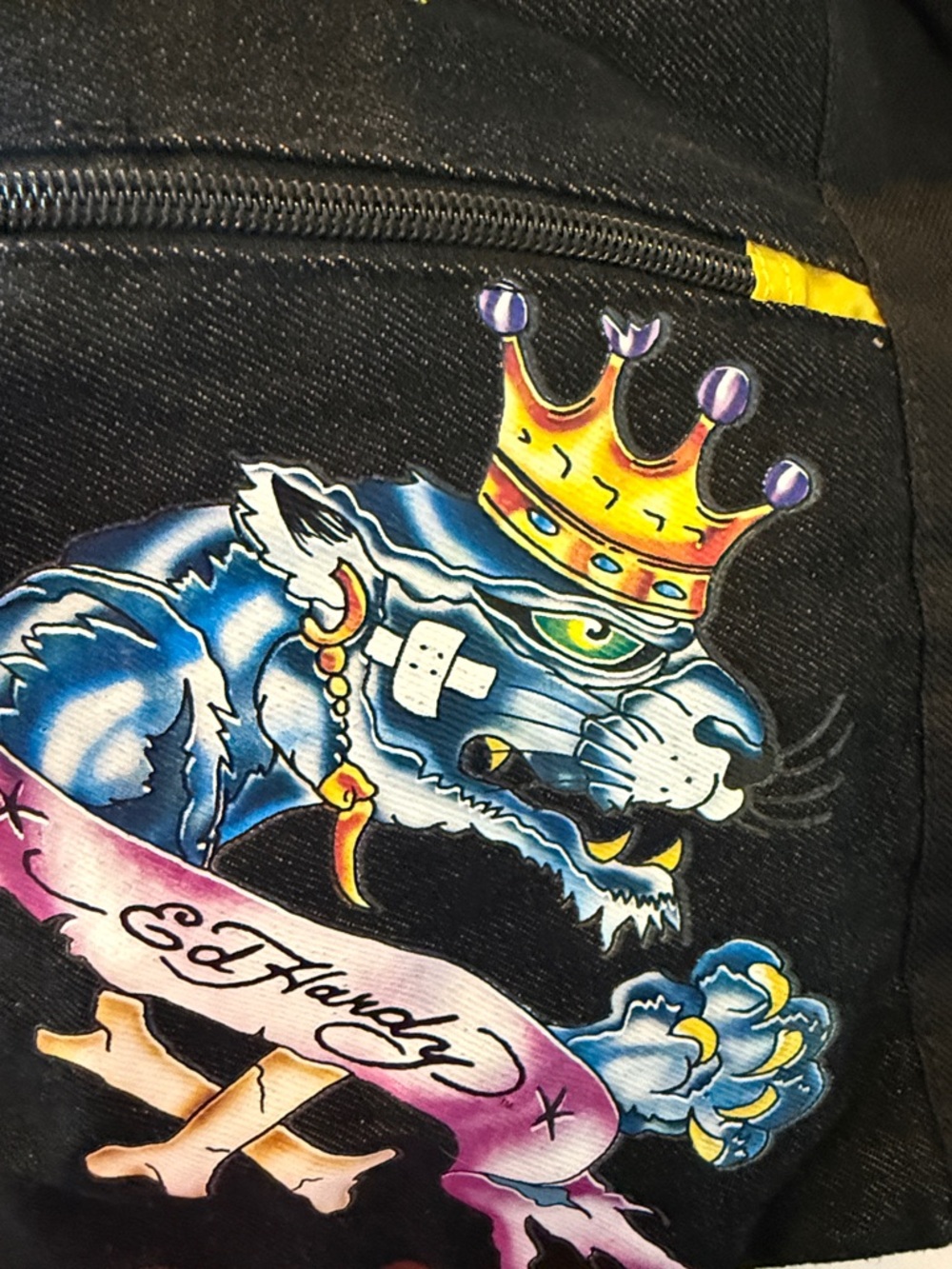 Ed Hardy by Christian Audigier panther Bowling Jean canvas black duffle bag - Picture 13 of 13